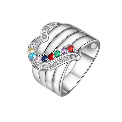 Bague de naissance personnalisable en forme de cœur avec noms gravés - Cadeau personnalisé