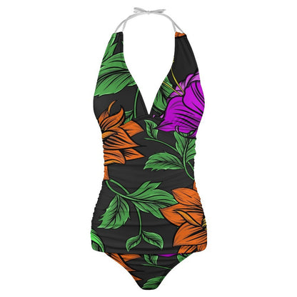 Custom Women Tummy Control Bathing Suit Slimming V Neck Two Piece Swimsuit Split Swimsuit