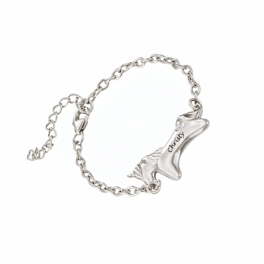 925 sterling silver custom engraved unicorn bracelet for kids, personalized jewelry.