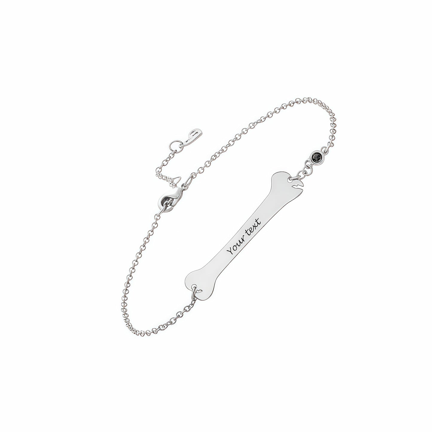 925 Sterling Silver personalized dog bone bracelet for pet lovers, with engraving.
