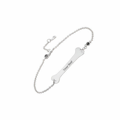 925 Sterling Silver personalized dog bone bracelet for pet lovers, with engraving.