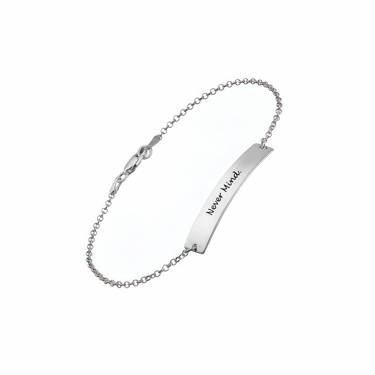 Full view of 925 Sterling Silver Skinny Bar Bracelet. Custom Dainty Coordinates Jewelry.