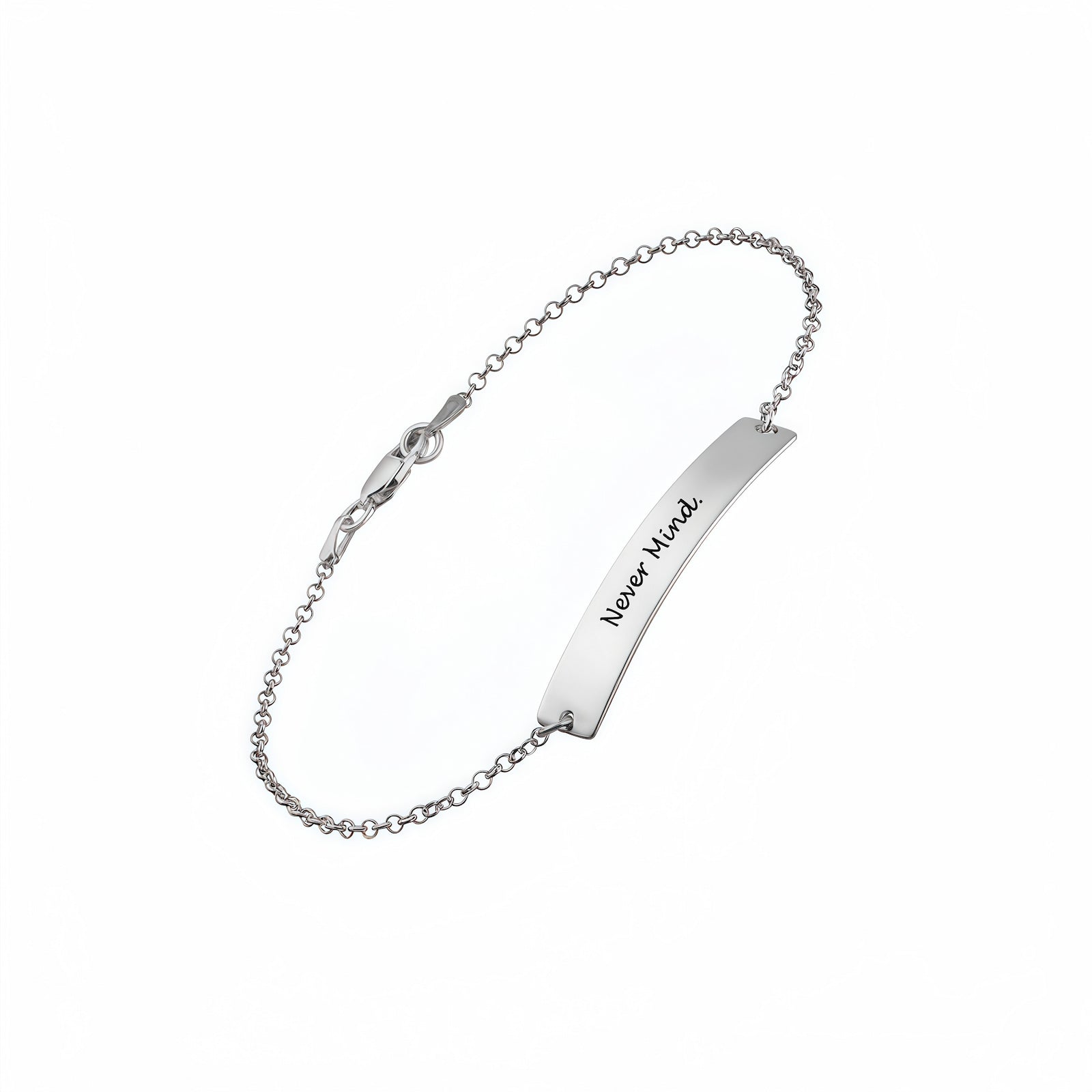 Full view of 925 Sterling Silver Skinny Bar Bracelet. Custom Dainty Coordinates Jewelry.