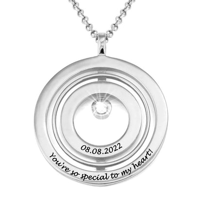 Personalized Sterling Silver Gold Plated Birthstone Necklace Round Pendant Necklace for Women Mother Grandma