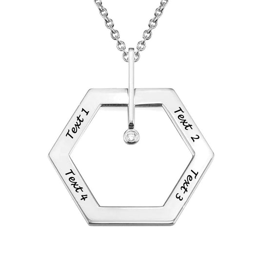 Personalized Sterling Silver Gold Plated Hexagonal Necklace Custom Chain Pendant Necklace for Women Mom Grandma Mothers Day