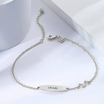 Personalzied 925 Sterling Silver Name Bracelet Engraved Jewelry Gift For Women Girlfriend Daughter Mom