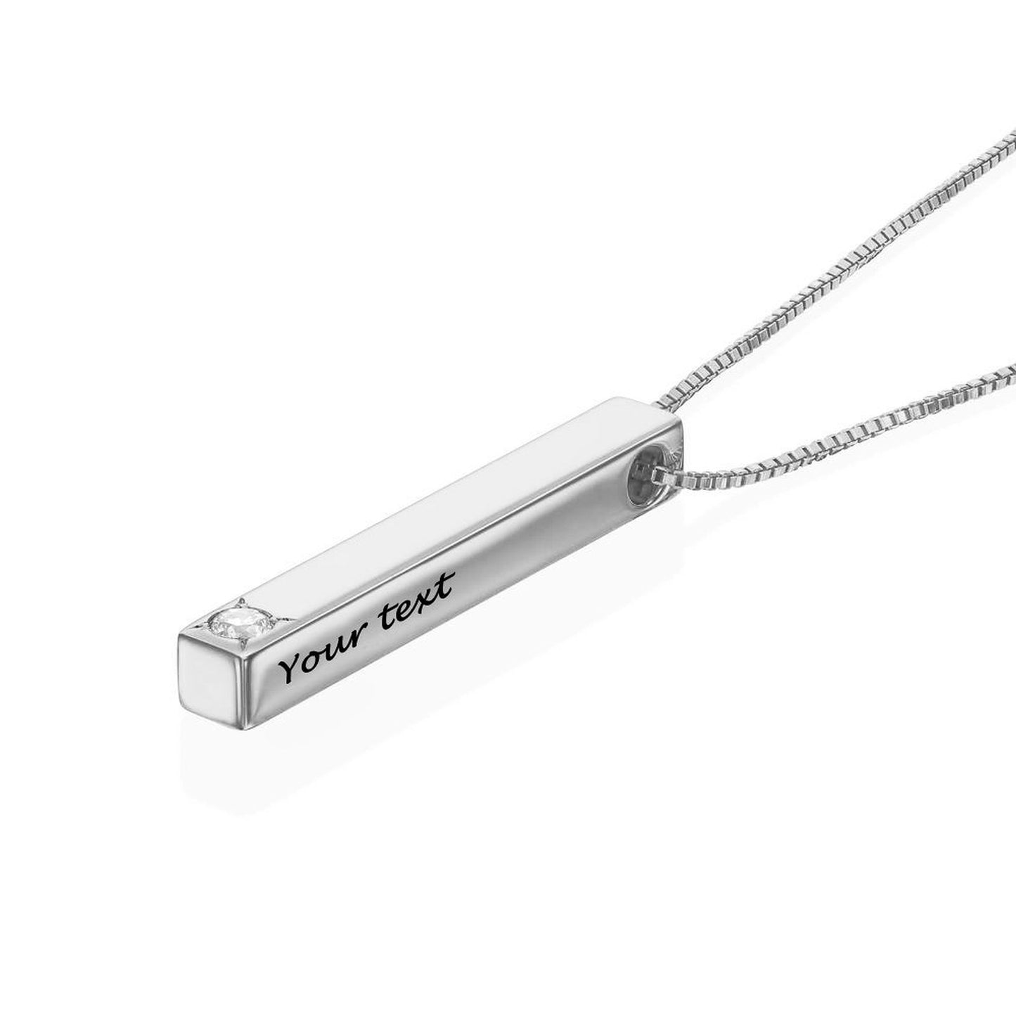 Personalized 2 Sided Vertical Bar Necklace Custom Text Engraved  Bar Pendant Sterling Silver Coordinate Jewelry for Couples