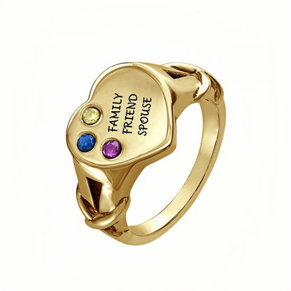 Custom Heart Rings with Charms for Women,18k Gold Plated Forever Love Ring, Sterling Silver Heart Friendship Rings, Evil Eye Hand of Fatima Ring