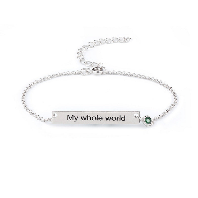 Custom Engraved Bar Bracelet with Birthstone,The Perfect Personalized Gift for Her