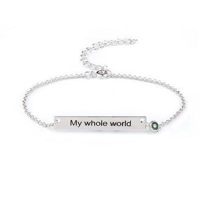 Custom Engraved Bar Bracelet with Birthstone,The Perfect Personalized Gift for Her