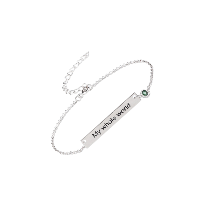 Custom Engraved Bar Bracelet with Birthstone,The Perfect Personalized Gift for Her