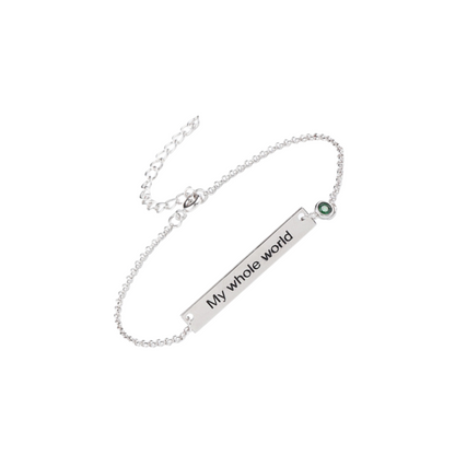 Custom Engraved Bar Bracelet with Birthstone,The Perfect Personalized Gift for Her