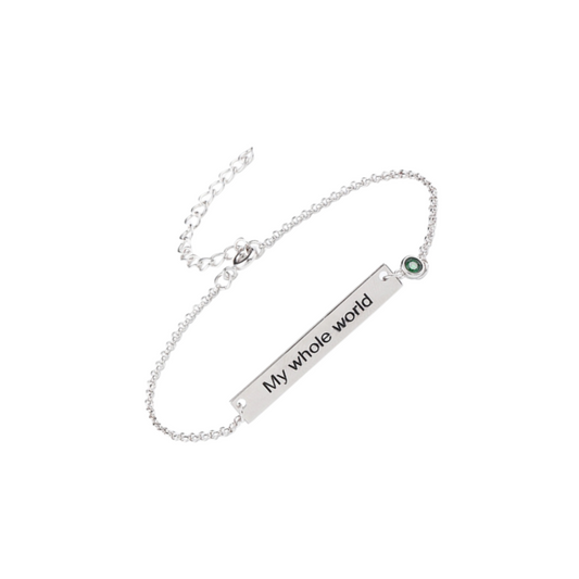 Custom Engraved Bar Bracelet with Birthstone,The Perfect Personalized Gift for Her