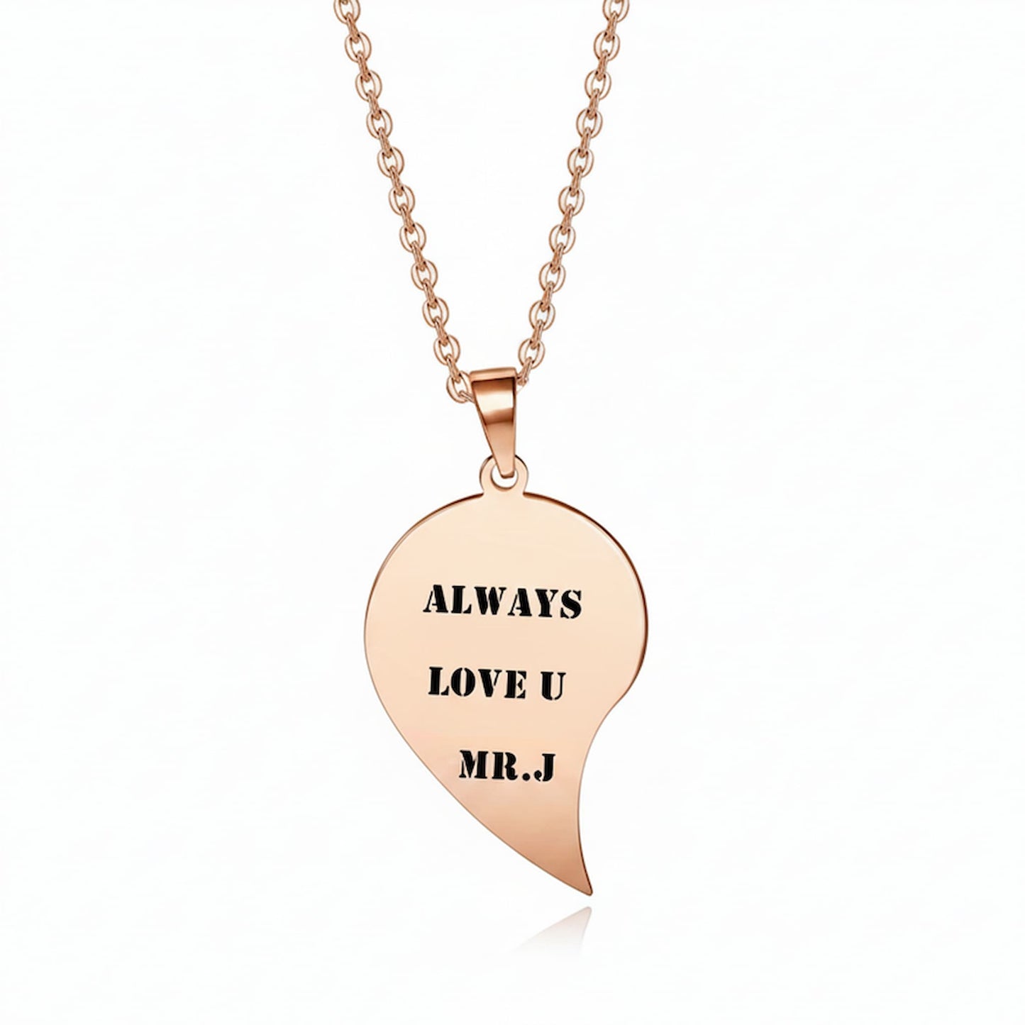 Personalized Engraved Couples Heart Necklace,Best Friends Custom Split Heart Pendant