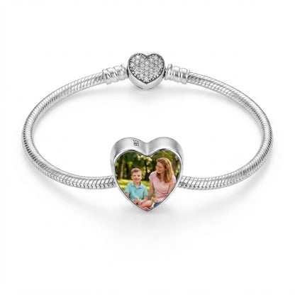 Bracelet à breloques personnalisé en argent sterling pour la fête des mères, offert par sa fille et son fils