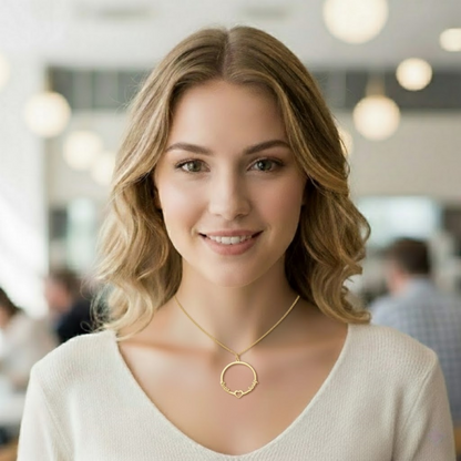 Personalized Circle of Love Necklace,Custom Engraved Name Pendant in Gold/Rose Gold