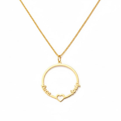 Personalized Circle of Love Necklace,Custom Engraved Name Pendant in Gold/Rose Gold