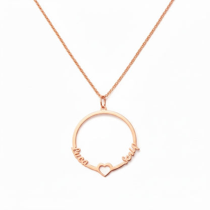 Personalized Circle of Love Necklace,Custom Engraved Name Pendant in Gold/Rose Gold