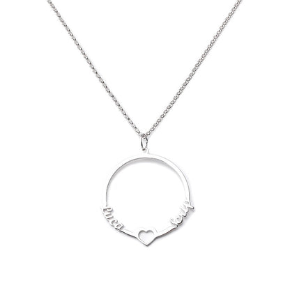 Personalized Circle of Love Necklace,Custom Engraved Name Pendant in Gold/Rose Gold