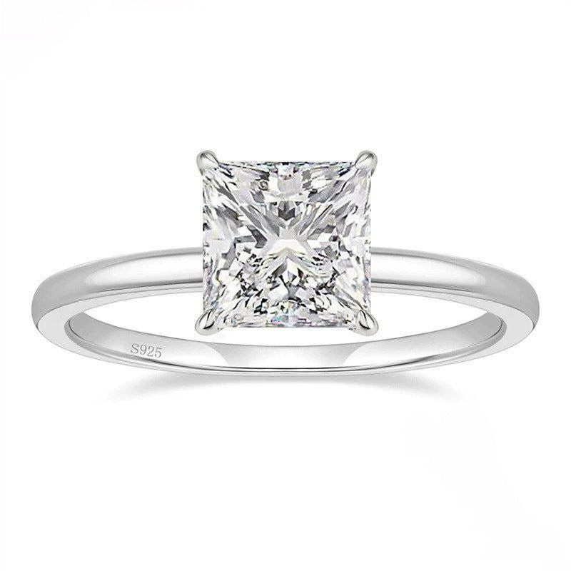 3CT 925 Sterling Silver Engagement Rings Solitaire Cubic Zirconia CZ Wedding Promise Rings for Her