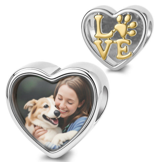 Custom engraved pet name paw print charm
