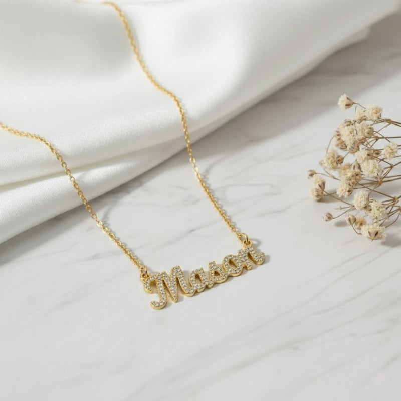 Handmade Custom Crystal Name Necklace,Dainty Personalized Letter Pendant