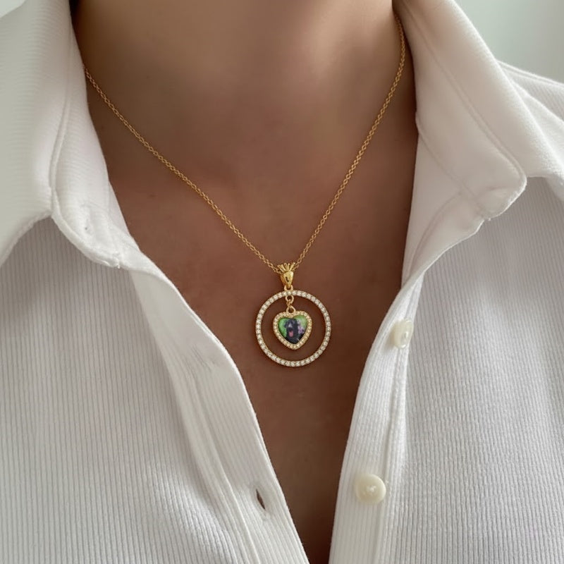 Custom Photo Heart Pendant Necklace,Personalized Picture Jewelry