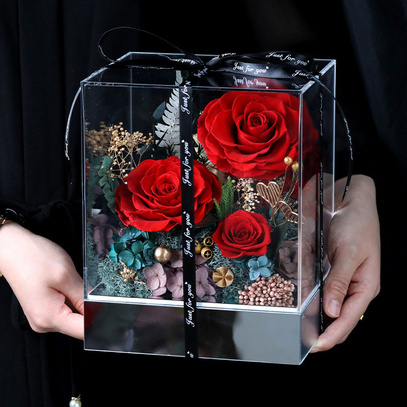 Preserved Rose Box Gift,Romantic Forever Flower Arrangement for Anniversary, Wedding, or Valentine’s Day