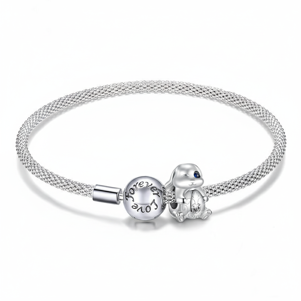 Custom Sterling Silver Easter Bunny Charm Bracelet