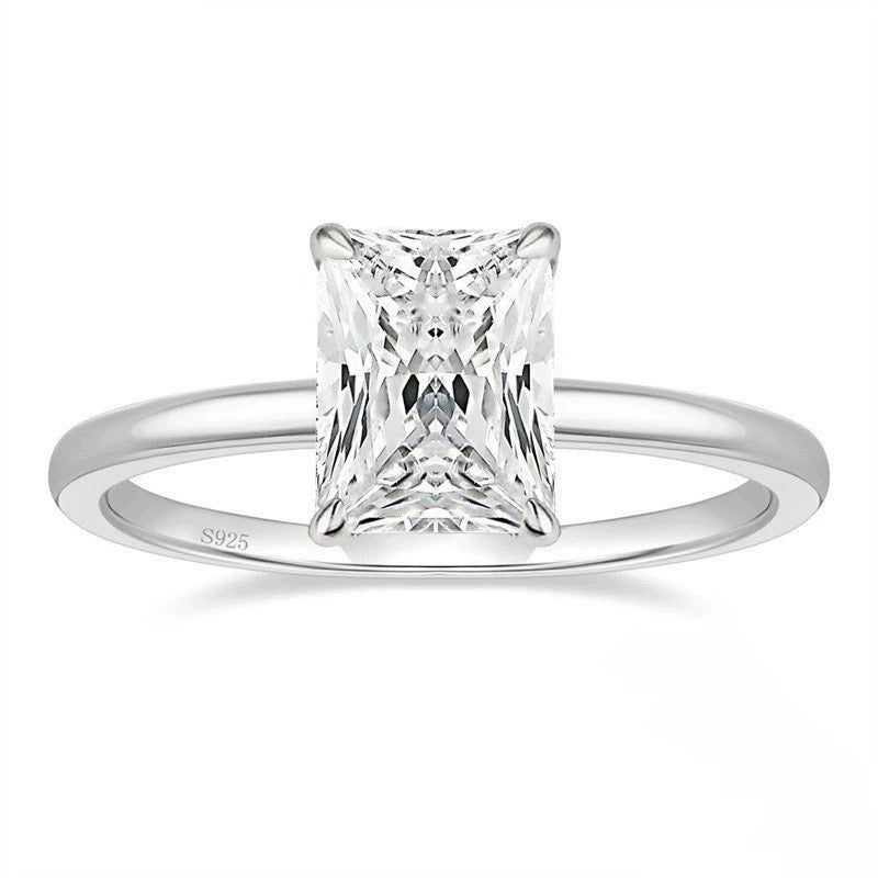 3CT 925 Sterling Silver Engagement Rings Solitaire Cubic Zirconia CZ Wedding Promise Rings for Her