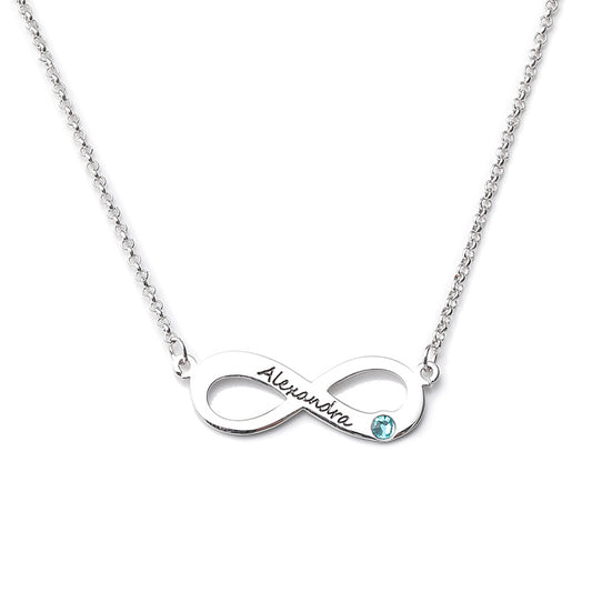 Custom Engraved Name Infinity Necklace with Birthstone,Meaningful Gift for Her