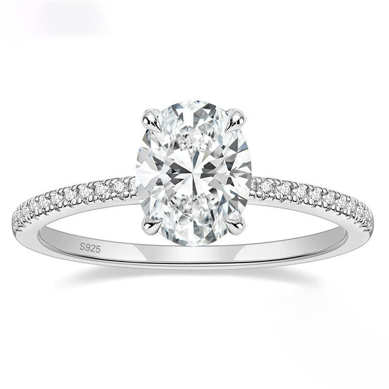 Custom Name Hidden Halo Engagement Ring,3CT Sterling Silver, Engraved Promise Ring for Women