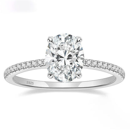 Custom Name Hidden Halo Engagement Ring,3CT Sterling Silver, Engraved Promise Ring for Women