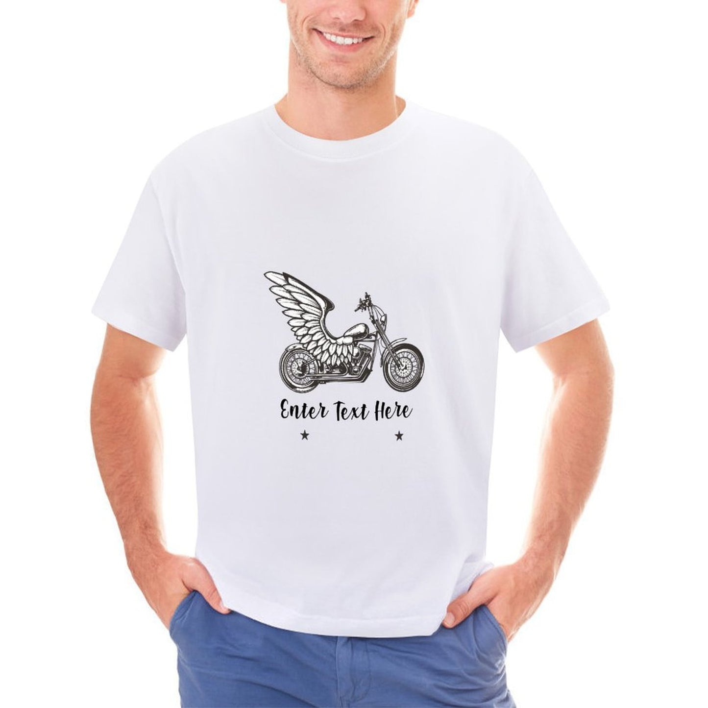 Personalized Winged Dad white T-Shirt front with custom name and angel wings design.