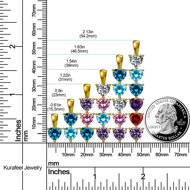 Birthstone Heart Necklace, Custom Multiple Heart Birthstone Pendant, Family Birthstone Jewelry for Mom