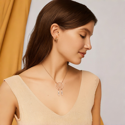 Personalized Dream Catcher Necklace with Custom Names,Engraved Feather Jewelry for Mom