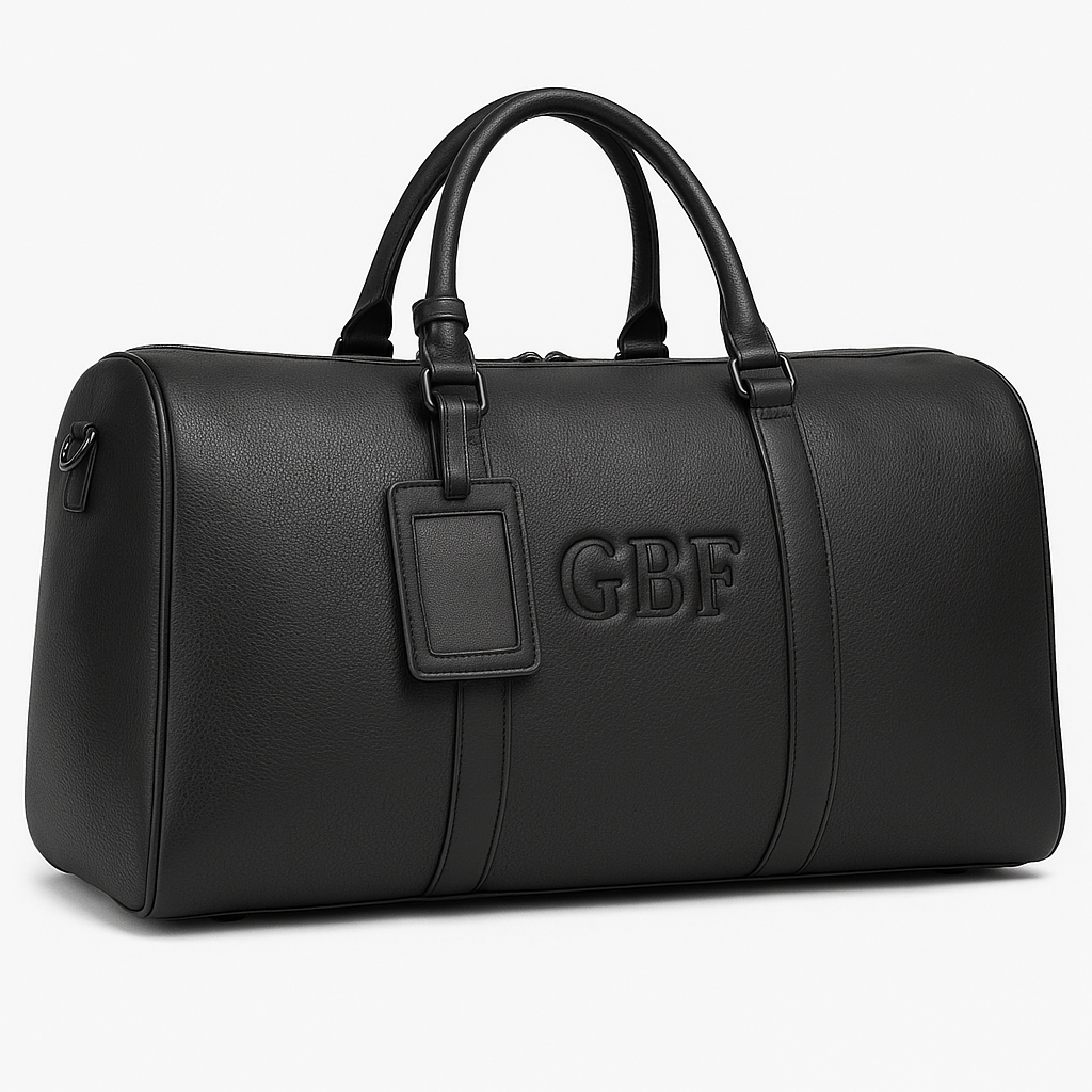 Personalized Embossed Leather Duffle Bag,Custom Monogram Travel Gym Bag