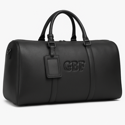 Personalized Embossed Leather Duffle Bag,Custom Monogram Travel Gym Bag