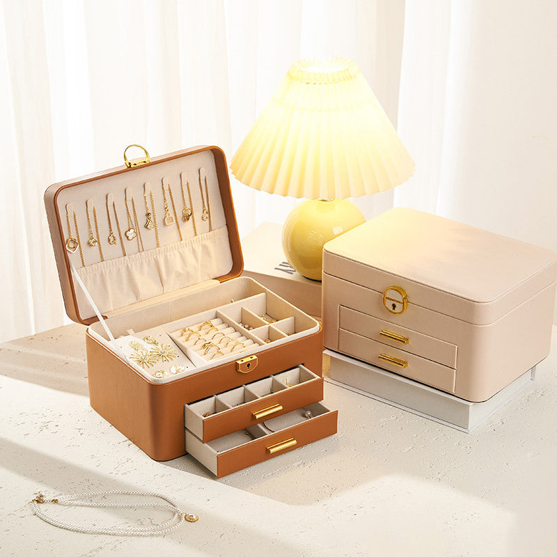 Personalized Leather Jewelry Box with Custom Name Printing,Perfect Gift for Women