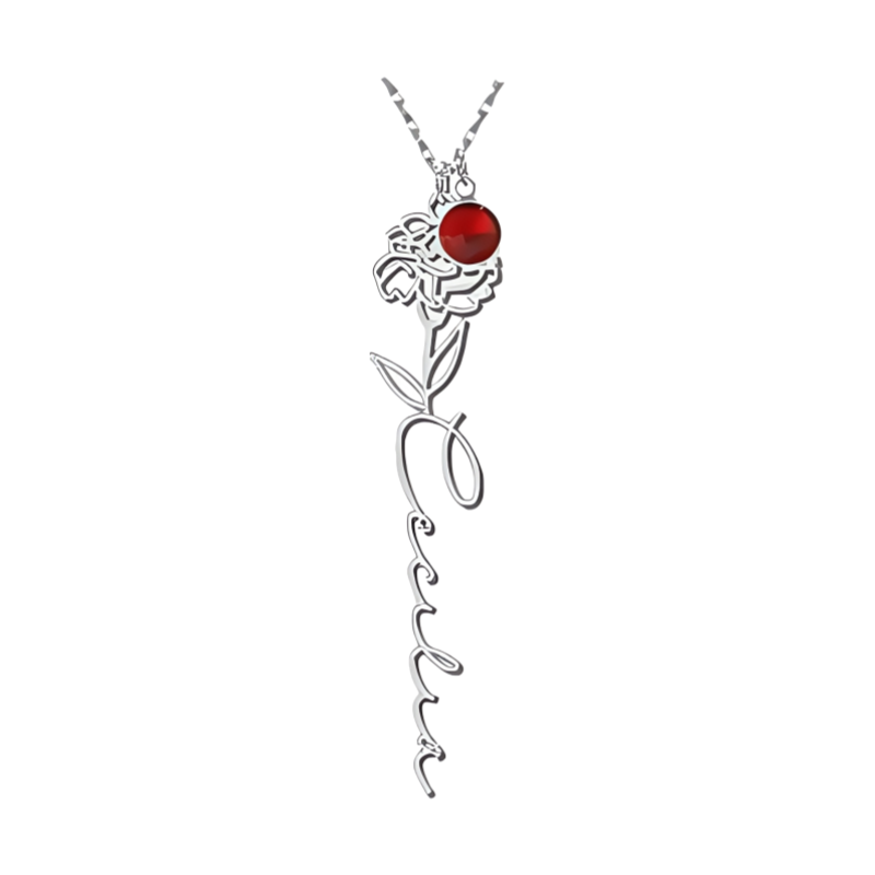 Customize Your Own Floral Name Necklace with Birthstone
