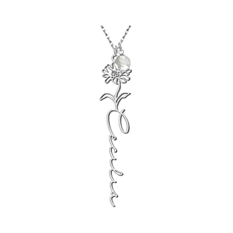 Customize Your Own Floral Name Necklace with Birthstone