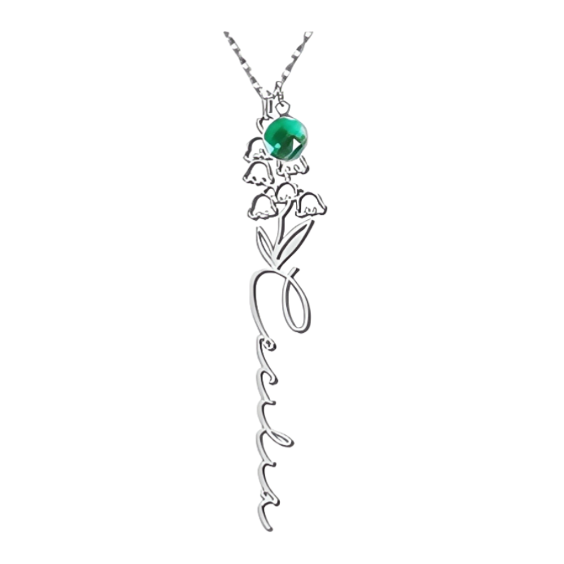 Customize Your Own Floral Name Necklace with Birthstone