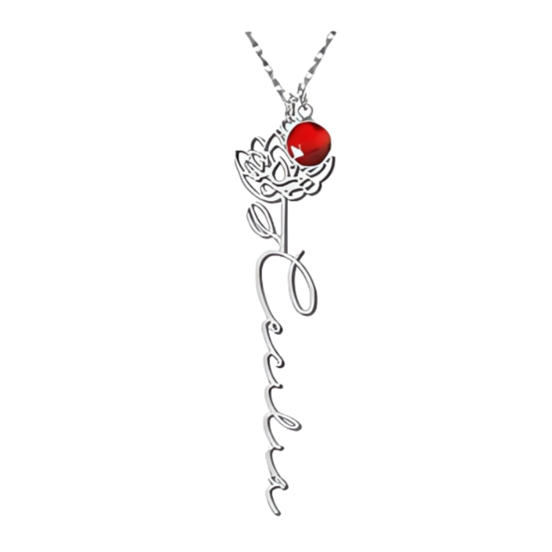 Customize Your Own Floral Name Necklace with Birthstone
