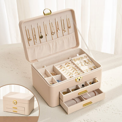 Personalized Leather Jewelry Box with Custom Name Printing,Perfect Gift for Women