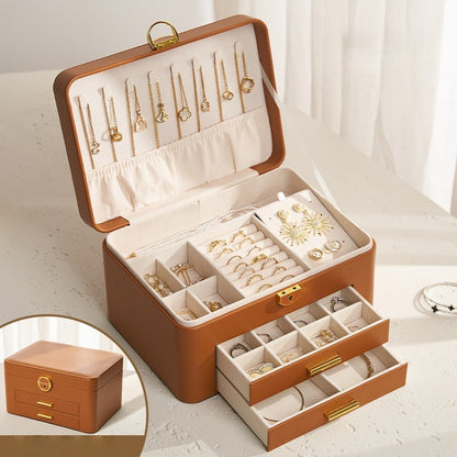 Personalized Leather Jewelry Box with Custom Name Printing,Perfect Gift for Women