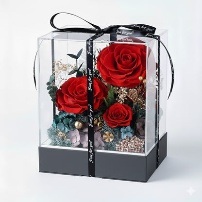Preserved Rose Box Gift,Romantic Forever Flower Arrangement for Anniversary, Wedding, or Valentine’s Day