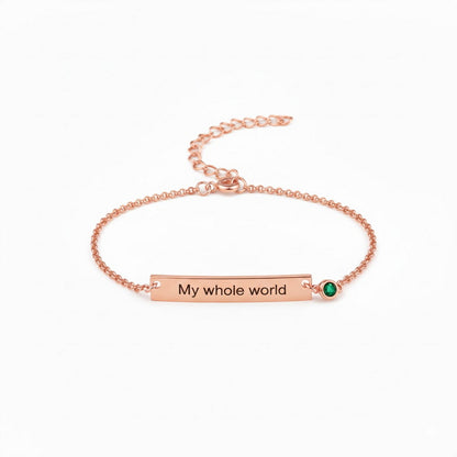 Custom Engraved Bar Bracelet with Birthstone,The Perfect Personalized Gift for Her