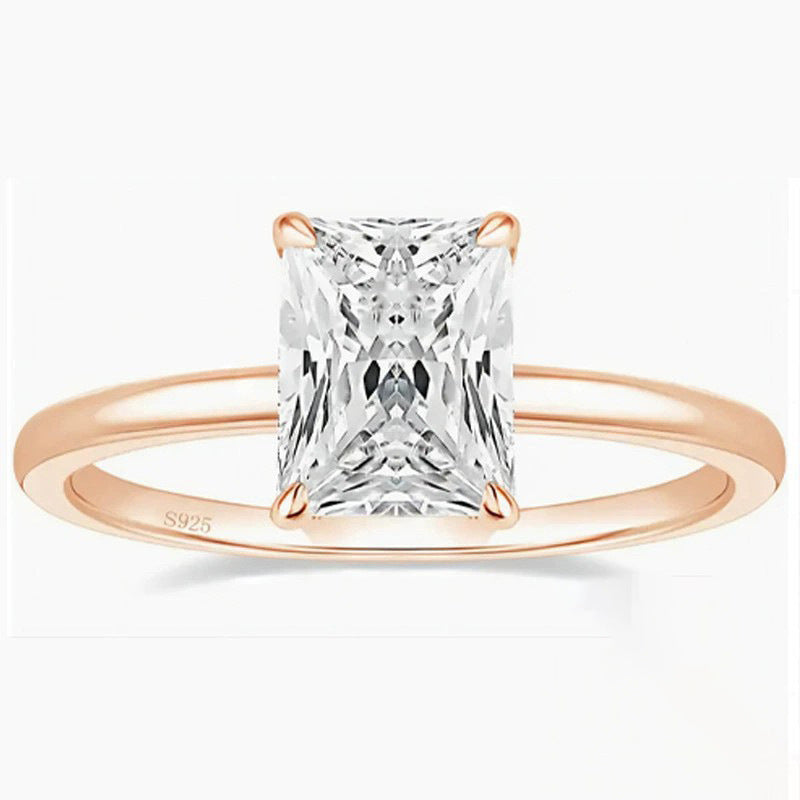 Bague de fiançailles avec halo caché et nom personnalisé, argent sterling 3 carats, bague de promesse gravée pour femme