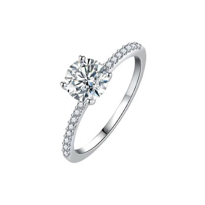 Custom Name Hidden Halo Engagement Ring,3CT Sterling Silver, Engraved Promise Ring for Women