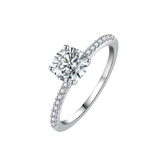 Custom Name Hidden Halo Engagement Ring,3CT Sterling Silver, Engraved Promise Ring for Women